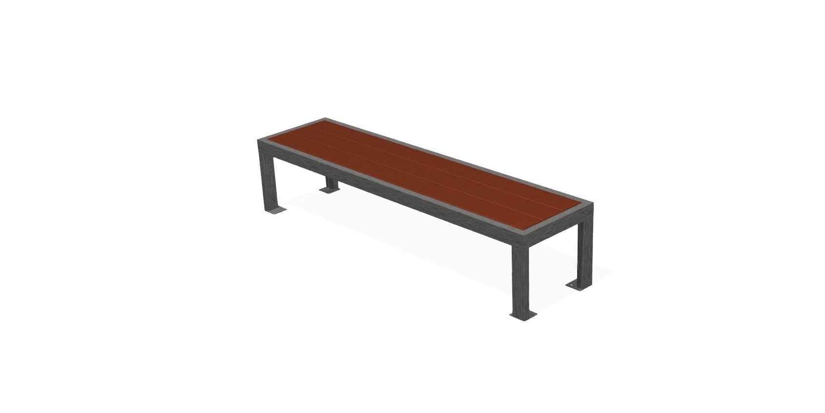 Banc haute qualité en acier inoxydable et bois exotique - 2m standard - Référence MUB14_3