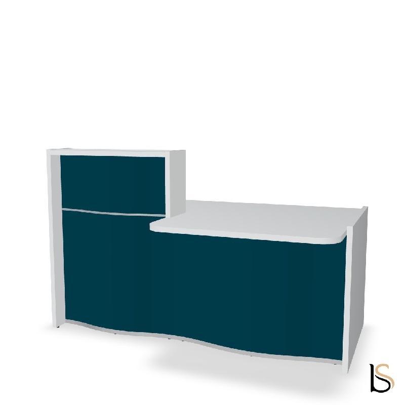 Banque d'accueil compacte WAVE avec plateau bas - MDD - 200, Droite, Bleu foncé mat_0