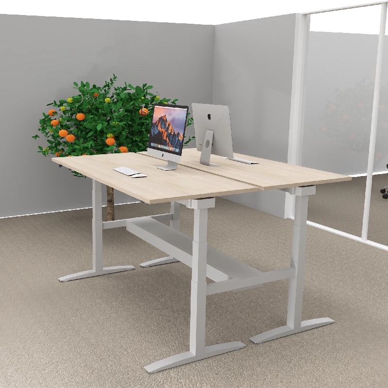 Bureau bench réglable en hauteur UP - Mobel Linea - Non, 140, Alu, Acacia clair_3