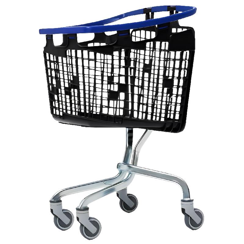 Chariot de magasin 100L - Base en acier zingué - Panier en polypropylène gris foncé - Roulettes 120mm - Normes TUV - 5 coloris disponibles_3