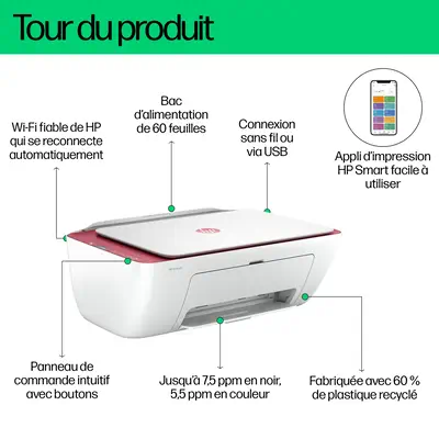 DeskJet 2823e Sans fil All-in-One Couleur Imprimante, Copieur, Scanner_3