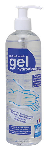 Gel hydroalcoolique pour la desinfection des mains king flacon pompe de 400ml_3