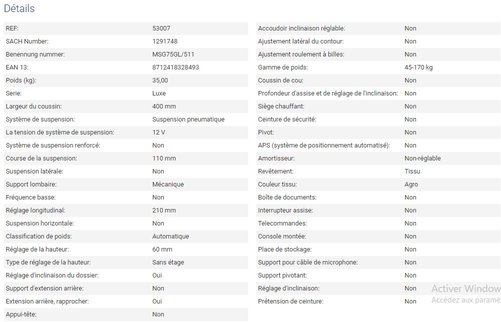 Siège de tracteur - Grammer AG - Primo T Professional S tissu agri - course de la suspension : 110 mm - 53007_3