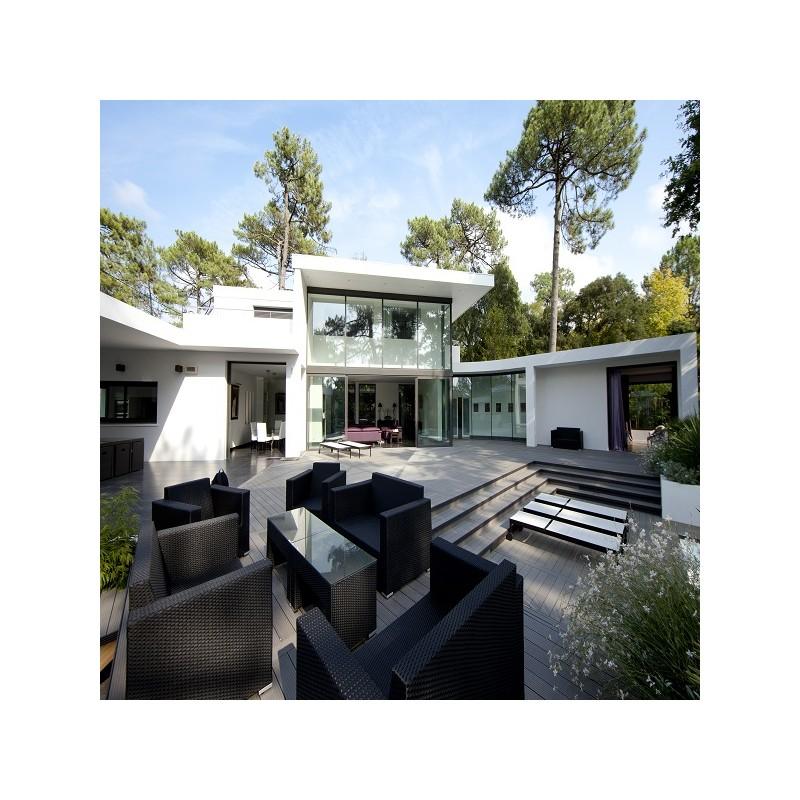 Lame terrasse bois composite alvéolaire Dual - Gris anthracite - 25mm d'épaisseur, 14cm de largeur, 360cm de longueur, surface couverte 0.5m²_3