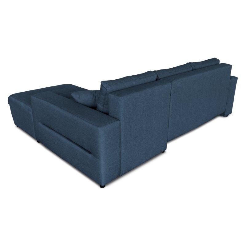 Canapé d'angle scandinave ZELI - convertible avec méridienne à droite et coffre - tissu bleu pétrole_3