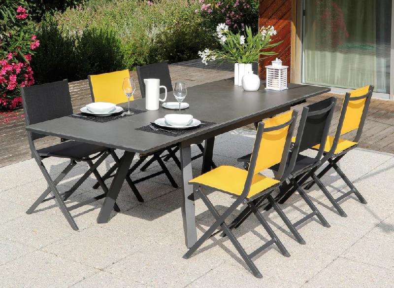 Table de jardin agra, plateau kedra® alu/ceram graphite/alley 150/200