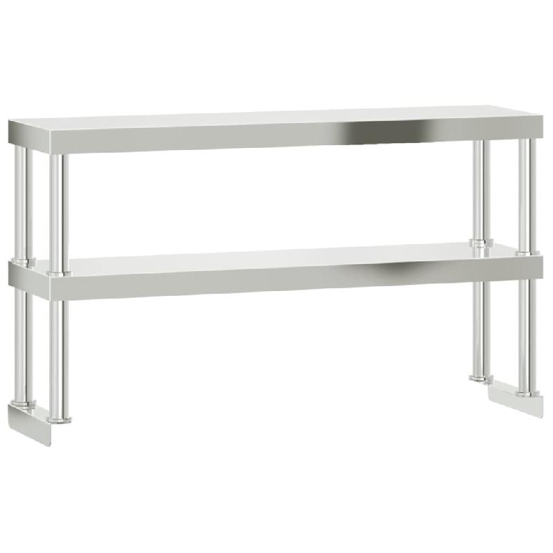 Vidaxl table de travail de cuisine avec étagère 110x30x150 cm inox 3208902_3