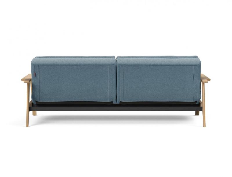 Innovation Living - Canapé lit design Dublexo Frej - Tissu Soft Indigo - Convertible 115x210 cm avec accoudoirs en bois_3