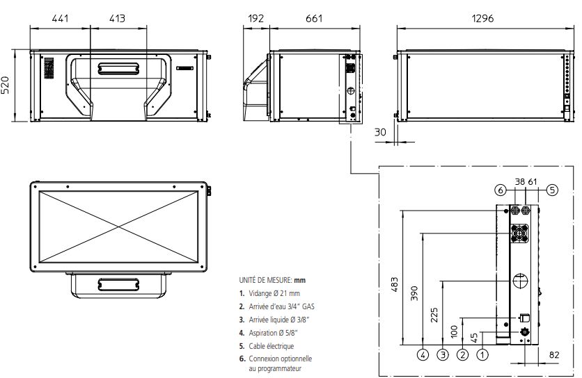 Mar 308 split avec glace épaisse ou fine ajustable entre 1 et 2 mm