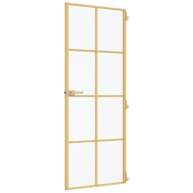 Vidaxl porte intérieure mince doré 83x201,5 cm verre trempé aluminium 155145_3