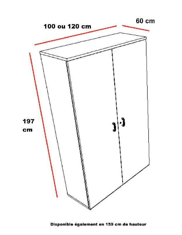 Armoire vestiaire avec portes battantes - Mobel Linea - 100, Wengé_3