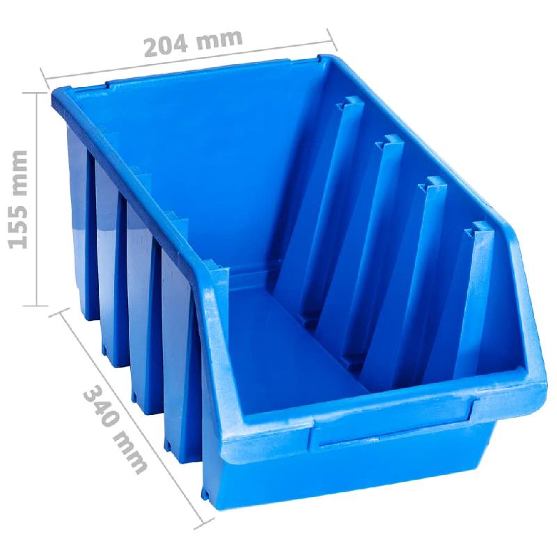 Vidaxl bacs de rangement empilables 14 pcs bleu plastique 146286_3