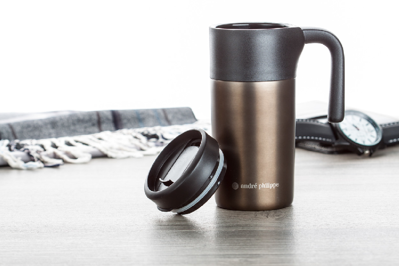 Mug thermos en inox - 330 ml - ouverture par glissière et poignée - livré en boîte cadeau noire_3