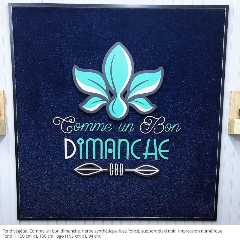 Logo ou lettres sur fond végétal synthétique - Lettres, Blanc_3