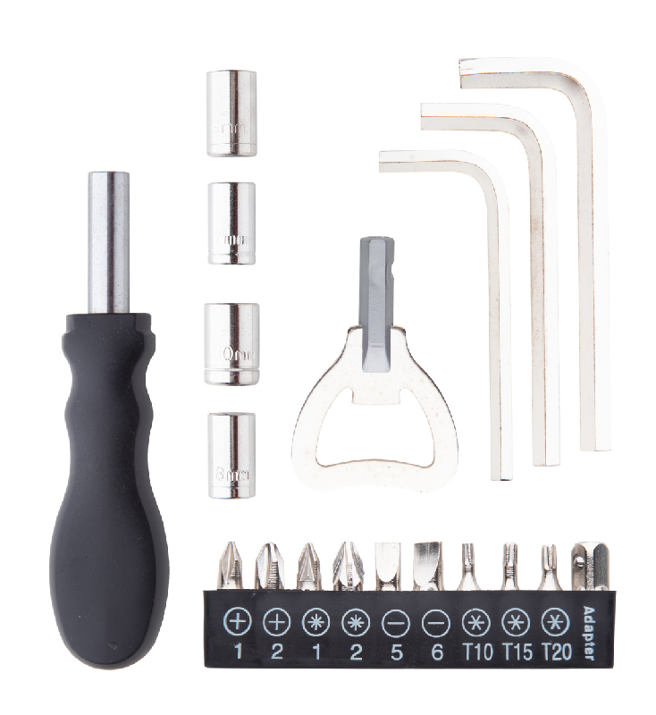 Set d'outils - 19 pièces avec étui en polyester et mousqueton - Couleur noire, poids 240 g_3