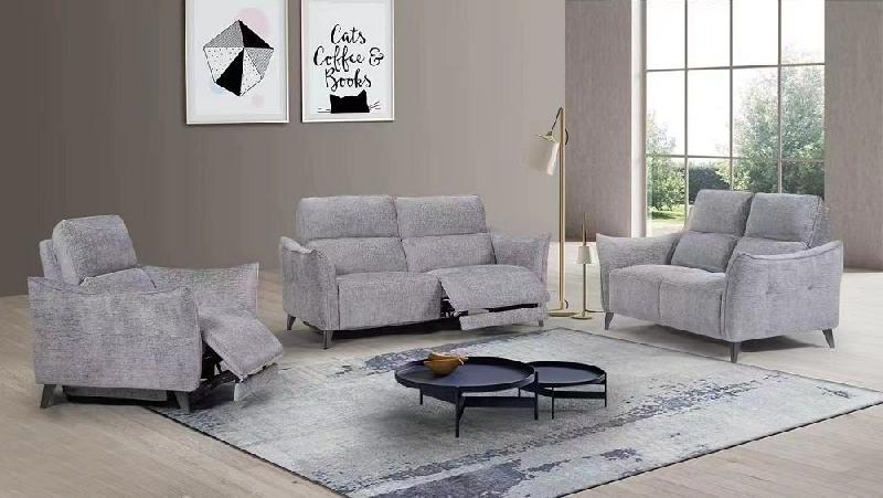 Canapé 2 places RELAX électrique ATTITUDE - Têtière réglable 10 crans - Tissu chenillé gris argent_3