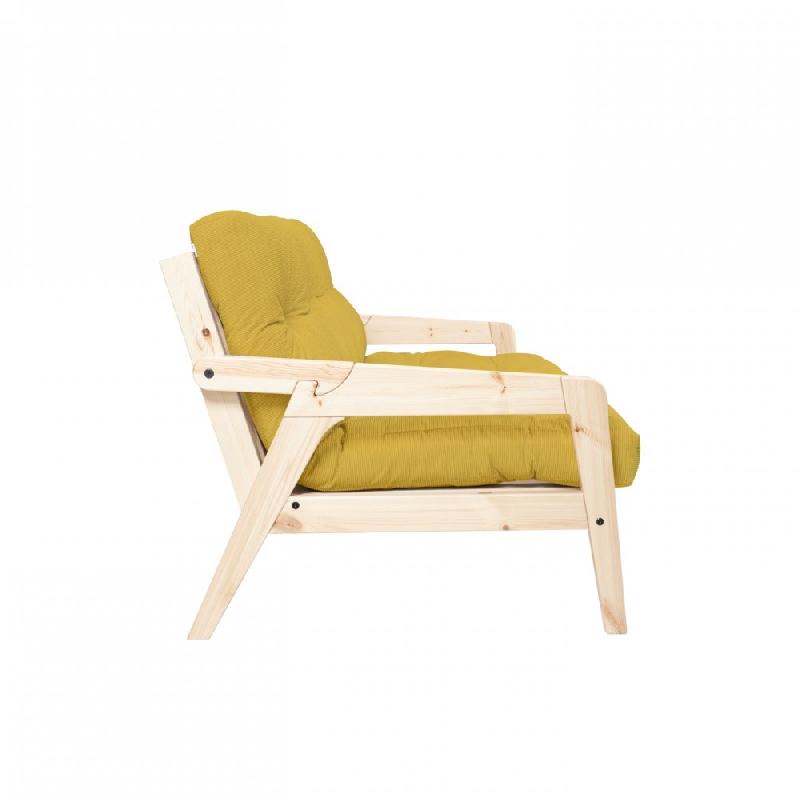 Canapé convertible futon GRAB - Pin naturel - Coloris miel - Couchage 130 x 190 cm - Style scandinave_3