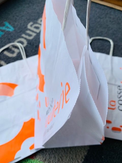 Sac kraft personnalisable - blanc avec poignées torsadées - format 290x300x180 - marquage 2 couleurs - sac alimentaire_3