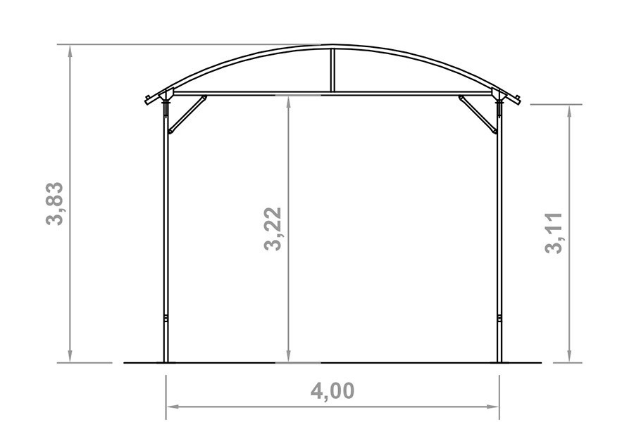 Abri camping car semi-fermé integral / structure en acier / toiture arrondie en plastique / 3.8 x 3.22 m_3