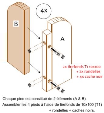 Table Elite Carrée PMR - Réf: EC230 PMR - 2,30m x 2,30m x 0,75m - Piétement bois - Livrée en KIT_3