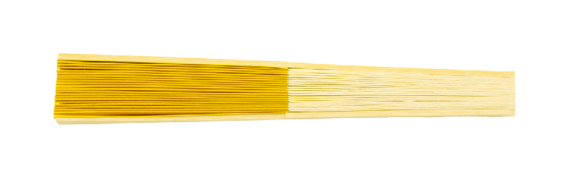 Éventail en papier - branches en bambou - couleur jaune - poids 17,3g_3