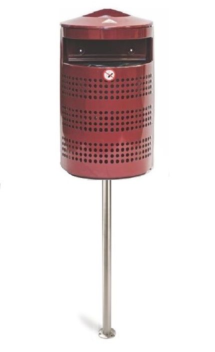 Poubelle publique murale en acier galvanisé - 40L à 100L - fixation murale, poteau ou sol - options seau et cendrier_4