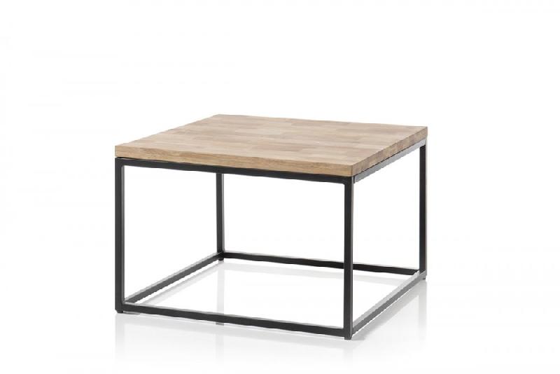 Table basse industrielle rectangulaire 70 cm - Chêne massif et métal noir laqué epoxy_3