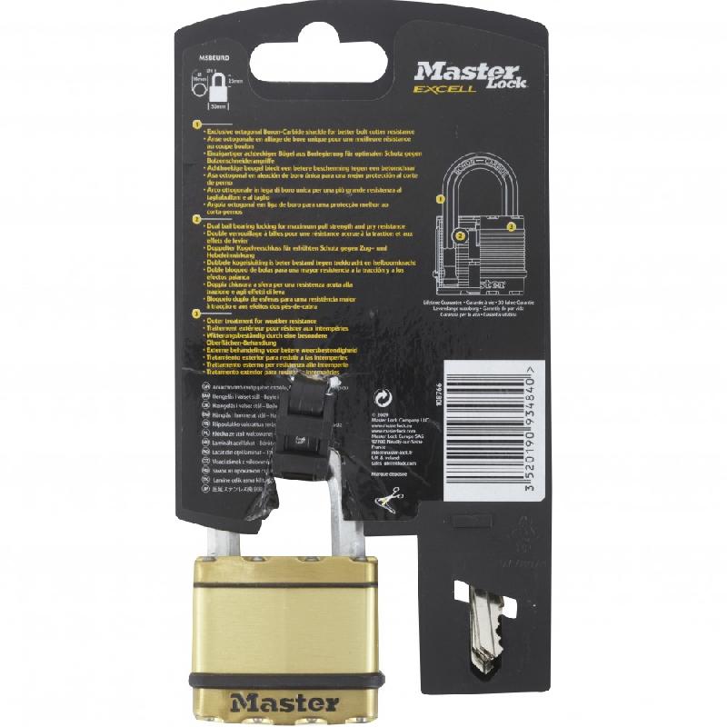Cadenas à clé MASTER LOCK - acier laminé - anse endurcie - haut niveau de sécurité - garantie 75 ans_3