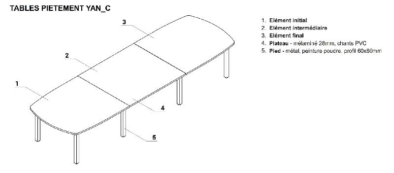 Table de réunion Yan - MDD - Oui, Blanc Pastel, Anthracite, 280_3