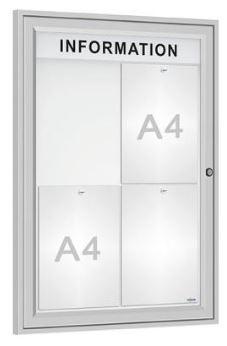 Vitrine extérieure Tradition anodisé - de 2 à 18 A4, Plexi chocs, porte battante réversible, serrure de sécurité_3