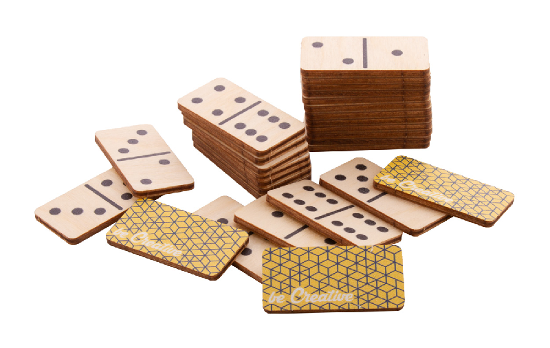 Dominos sur mesure en contreplaqué de bouleau - 28 tuiles avec impression couleur et étui en coton_3