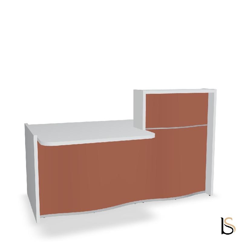 Banque d'accueil compacte WAVE avec plateau bas - MDD - 157, Gauche, Rouge mat_0