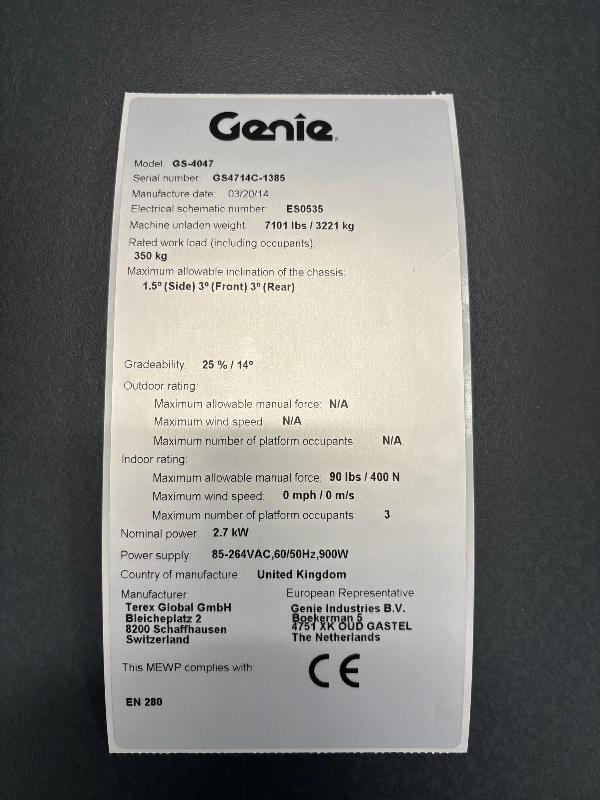 Nacelle ciseaux GENIE gs4047 occasion_3