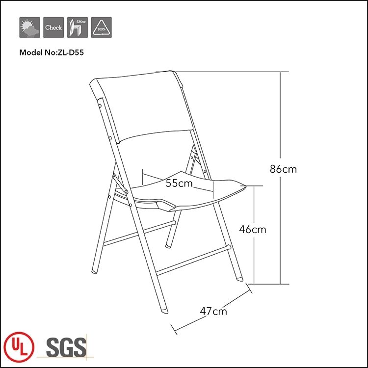 ZL-D55 - Chaise pliante en résine HDPE - Office Star - Zhejiang Huzoli Metal Products Co., Ltd - cadre en acier peint, usage intérieur/extérieur_3