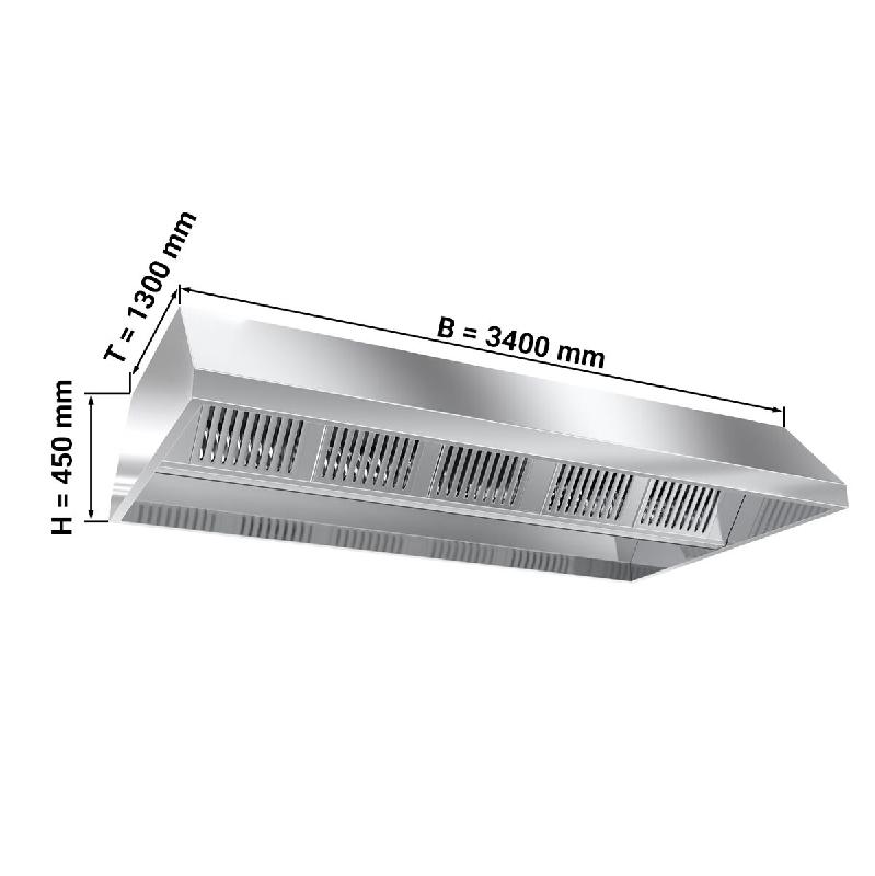 Hottes de plafond inox statiques - avec lampe et filtres - Profondeur 1m30 - 3400_3