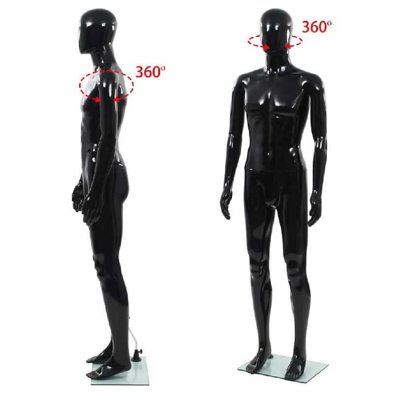 Vidaxl mannequin homme corps complet base verre noir brillant 185 cm 142927_3