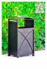 Poubelle publique Skala - Zano - design rétro en acier noir - 60L avec cendrier intégré_3