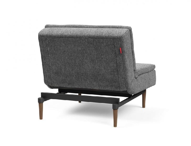 Fauteuil design Dublexo Styletto convertible lit 90x115 cm - Pieds chêne foncé - Tissu Twist Charcoal_3