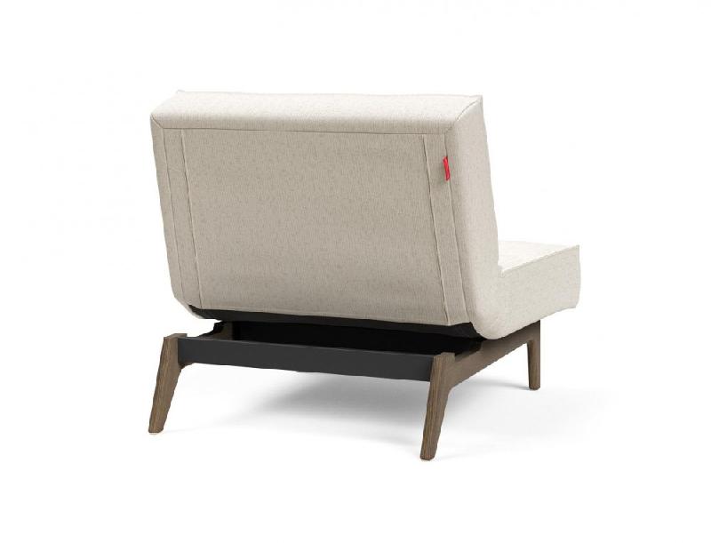 Fauteuil convertible Innovation Living Splitback Eik - Lit 90x115 cm - Pieds chêne noyer - Tissu bouclé Off White_3