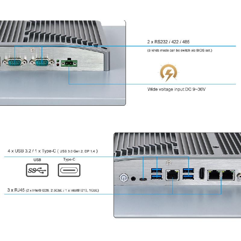 Panel PC industriel fanless 21,5 pouces pour supervision, HMI et automatisation - EVI-215WAC-12th - Intel Core i3/i5/i7_3