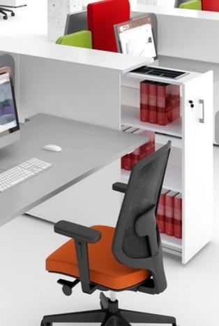 Ensemble de 4 postes Ogi A avec maxi caissons - MDD - Blanc, Aluminium satiné_3