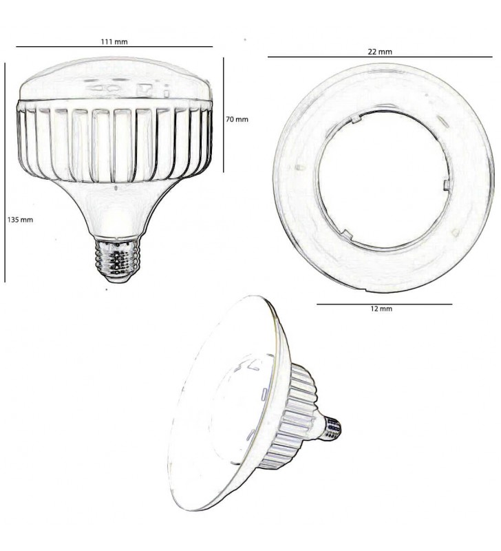 Ampoule LED cloche E27 - 40W - 120º - Haute résistance - Réf. EUBM9101 - 3600 lumens - Thermoplastique et aluminium_3