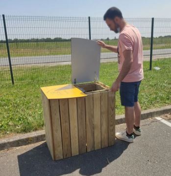 Poubelle tri sélectif - Corbeille Poitevine - 2 x 100L - Pin traité autoclave classe 4 - Dimensions L820 x P520 x H750 mm_3