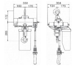Palan pneumatique à chaîne REMA Holland B.V. - hauteur de levée 3 m - frein automatique et limiteur de charge intégré_3