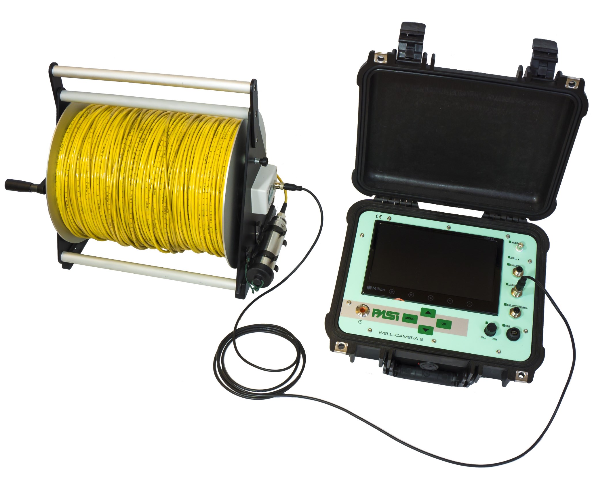 Équipement avec treuil manuel pour inspection en profondeur