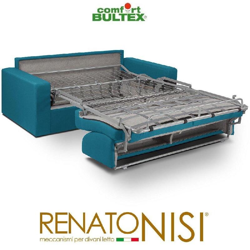Canapé convertible express Crépuscule - Matelas 140 cm Comfort Bultex® - Tissu tweed turquoise hydrofuge - Fabrication italienne_3