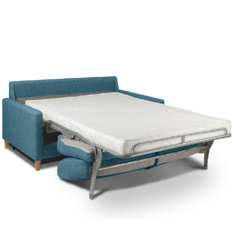 Canapé convertible OGGETTO - Matelas 16 cm - Système express - Sommier à lattes 140 cm - Velours bleu azur - RENATONISI_3