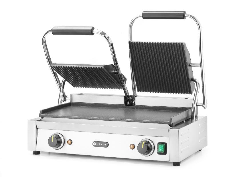 Grill de contact modèle double sup rainuré inf lisse 475x230mm HENDI_3