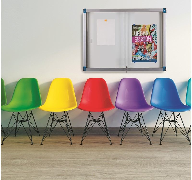 Vitrine d'affichage d'intérieur à portes coulissantes Leaf - VANERUM - Certifiée NF - Verre sécurit et fond magnétique_3