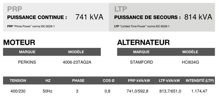 AP-825 50 Hz triphasé - Groupe électrogène en container 813,7 kVA - Moteur Perkins et alternateur Stamford_3
